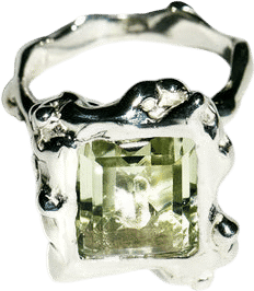 Faris Cornice Ring Silver with Green Amethyst