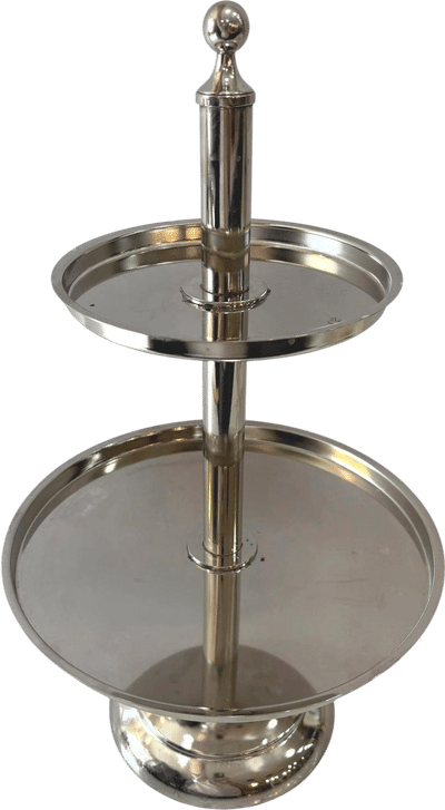 Vintage Silverplate Footed 2-Tiered Serving Tray