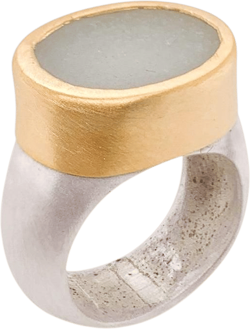 Gold and Silver Aquamarine Ring Set