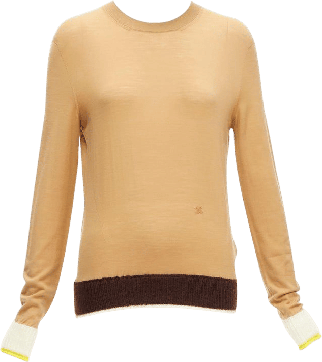 OLD CELINE Phoebe Philo 100% wool mohair Triomphe logo contrast cuff sweater XS