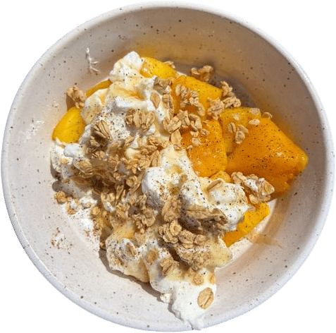 mango lassi yogurt bowl