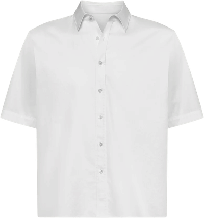 Cotton Poplin Short Sleeve Button Down Shirt