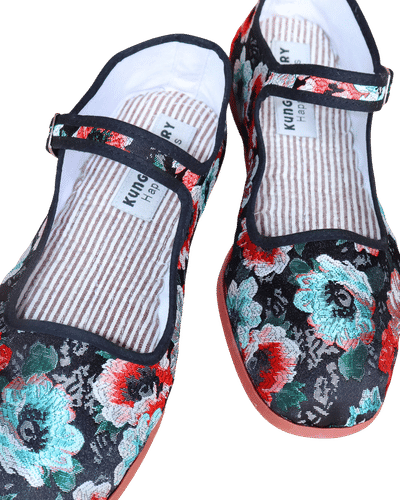 Brocade Blossom Black Mary Janes
