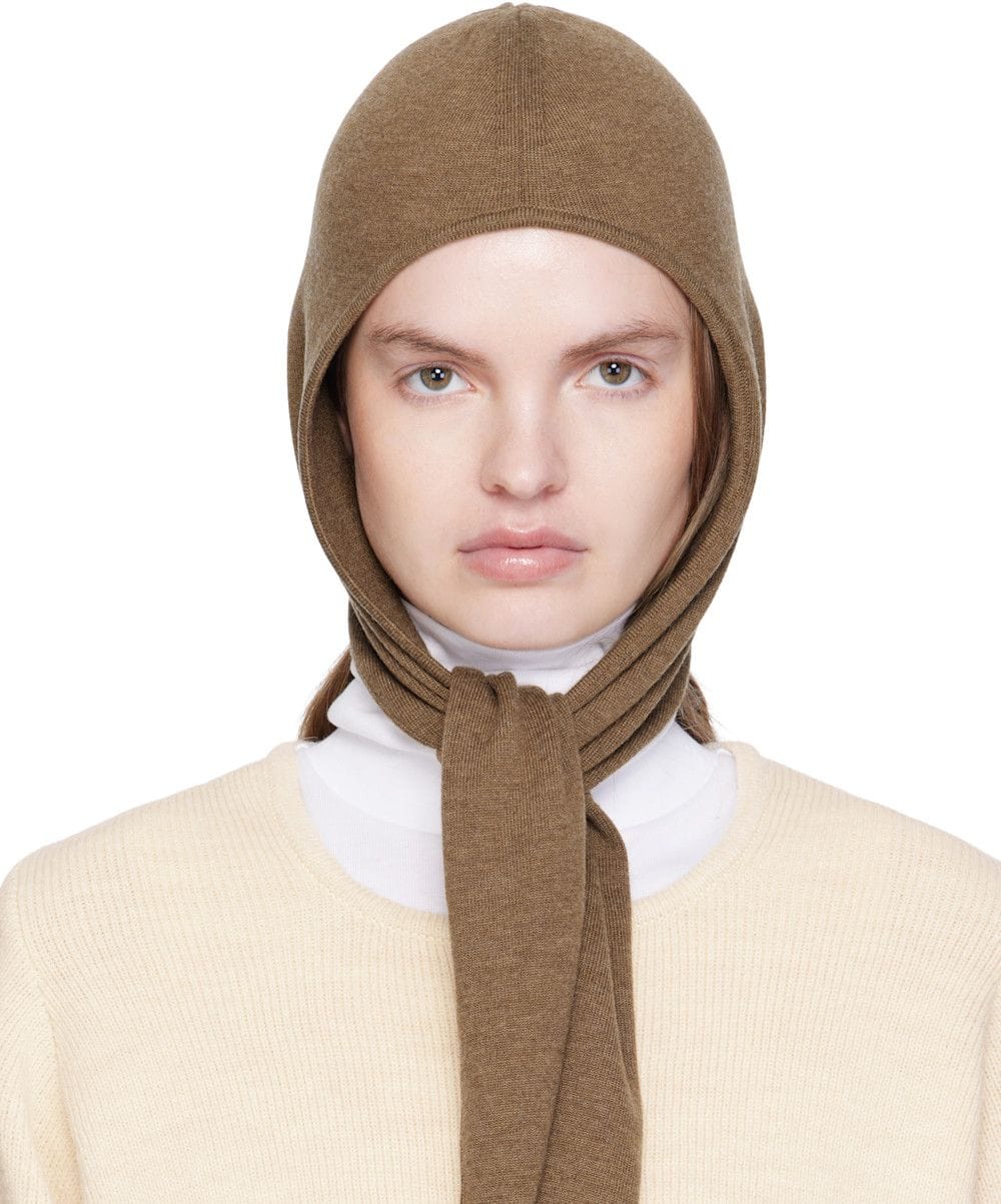 Lemaire Brown Fine Wool Head Scarf Hood