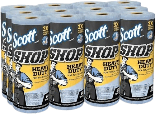Scott® Shop Towels Heavy Duty™ (32992), Blue Shop Towels for Solvents and Heavy Duty Jobs, 10.4"x11" sheets (60 Towels/Roll, 12 Rolls/Case, 720 Towels/Case)