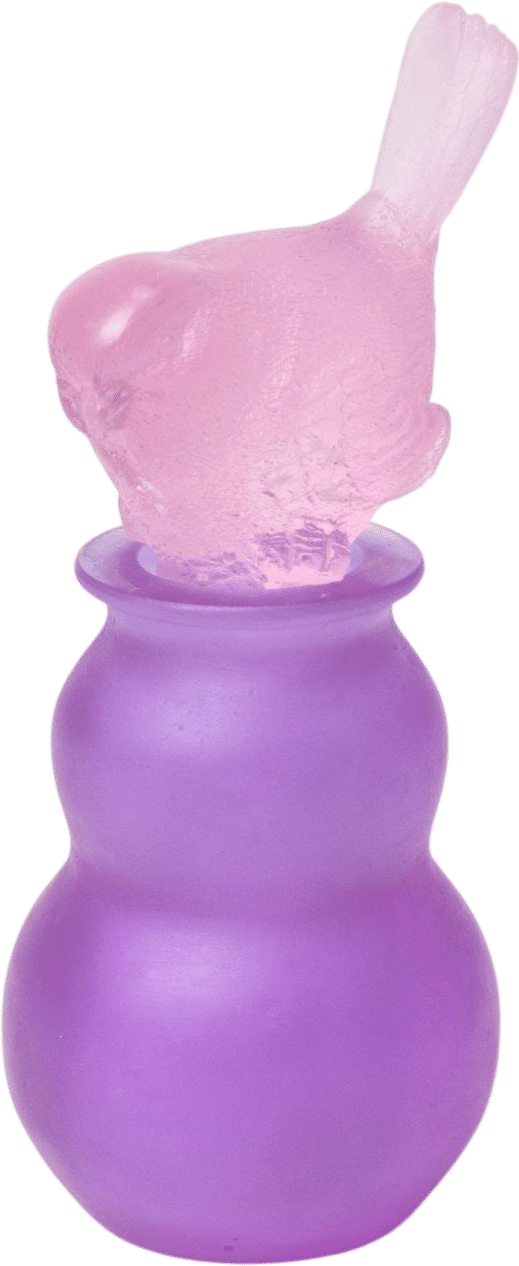 Pink Fantail and Purple Cast Glass Sculpture #3