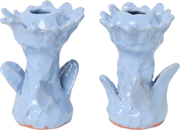 Blue Ceramic Candlesticks