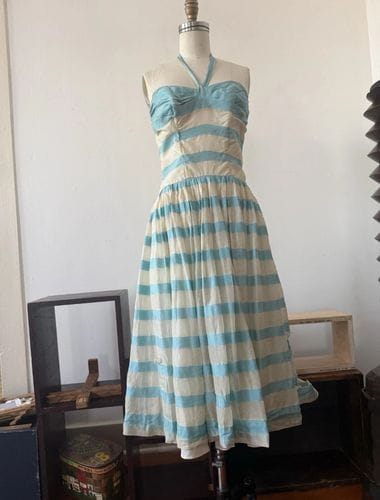 Vintage 1950s Striped Corseted Sundress