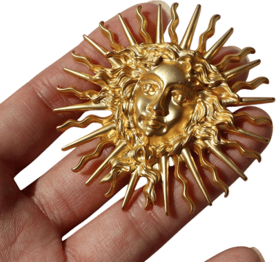 Vintage Golden Sunburst Brooch