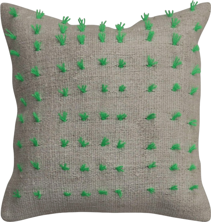 Green Flaring Wool Modern Kilim Pillow