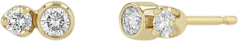 14k Mixed Bezel & Prong Diamond Stud Earrings