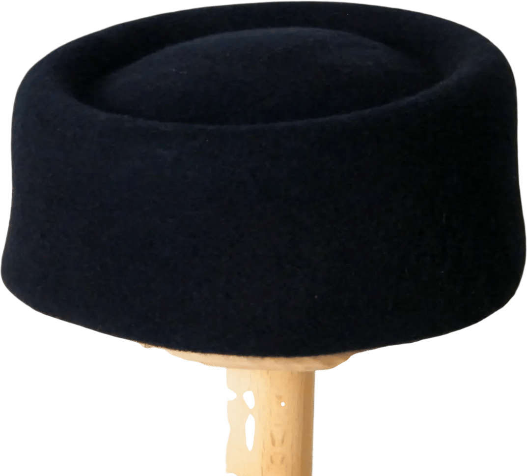 Jackie Navy Wool Felt Pillbox Hat