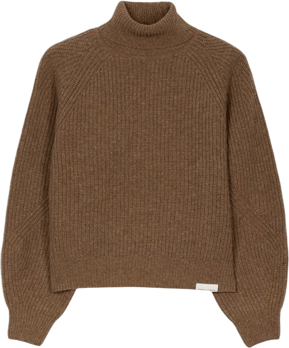 Merino Wool Balloon Sleeve Fisherman's Roll Neck