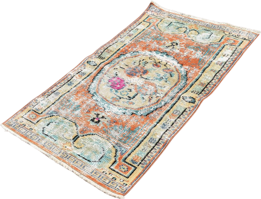 Turkish vintage red rug, Handmade wool rug, Carpet, Small rug, Oushak rug, Boho home decor, Bathroom decor, Faded rug, 2.4 x 3.9 Ft TV4788