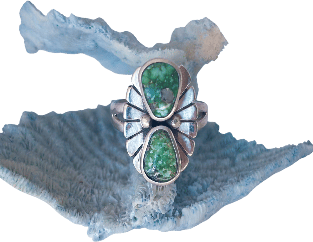 Salt Creek Silver Fleur Ring (Sonoran Gold Turquoise, Size 9)