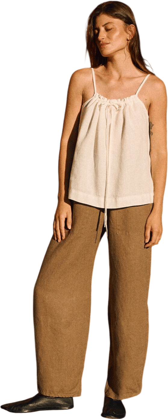 Clarie Linenfox Barrel-Leg Trousers