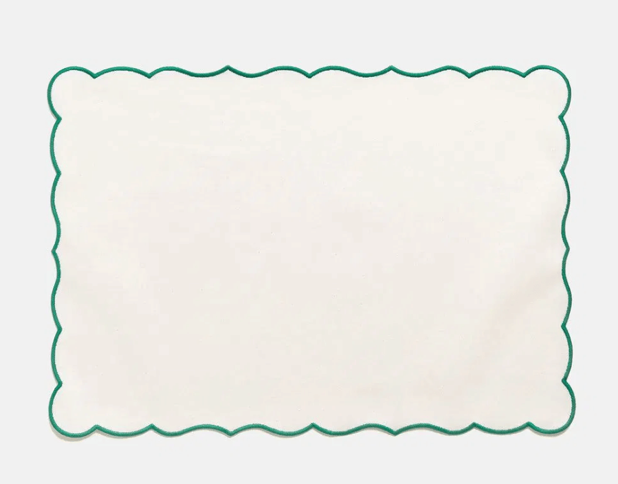 "Lido" placemat in White / Sapin Green