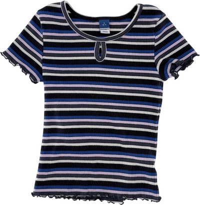 Striped Ribbed Keyhole Top