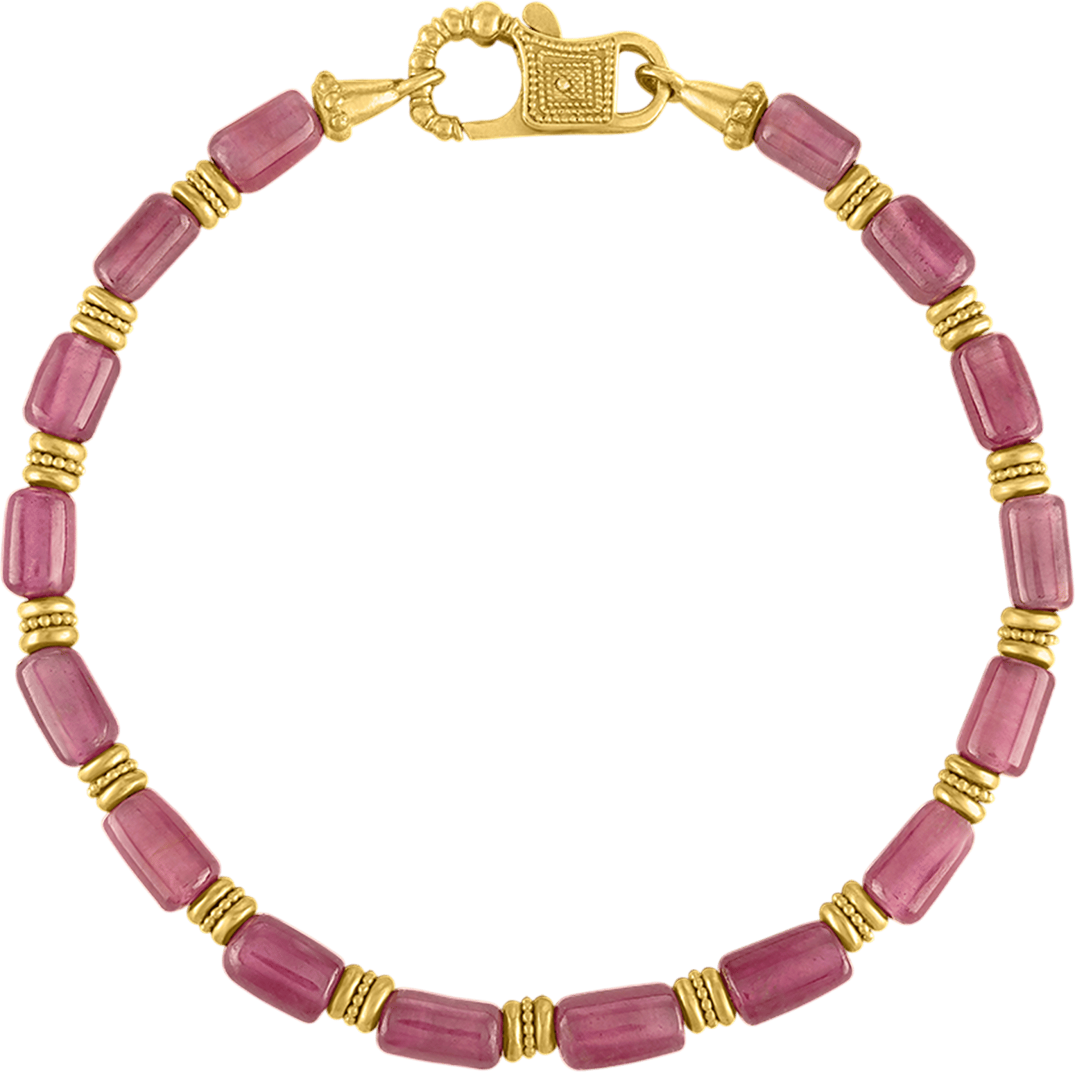 Ruby Bamboo Bracelet with Fibula Clasp
