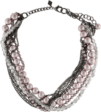 Faux Pearl & Crystal Multistrand Collar Necklace