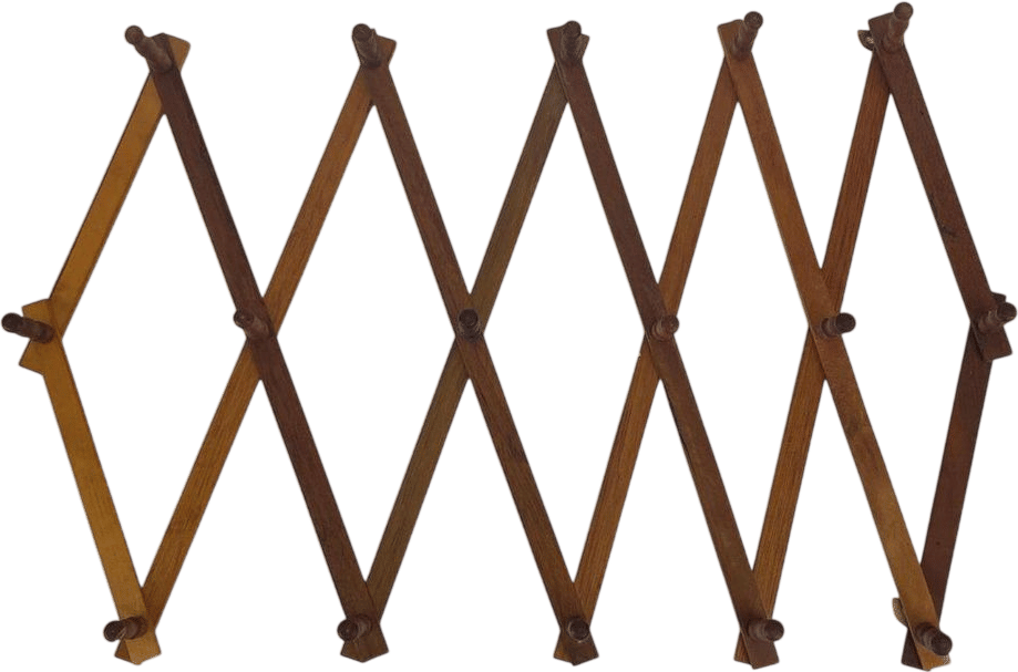 Vintage Wooden Accordion Wall Rack