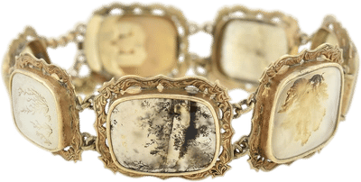 Victorian 14kt Dendritic Moss Agate Link Bracelet