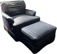 Striped Armchair and Ottoman with Fringe