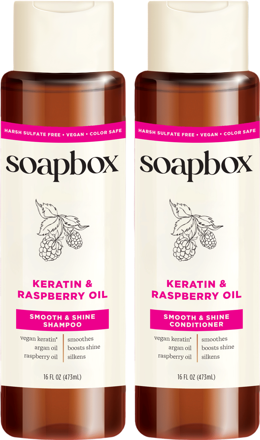 Keratin & Raspberry Seed Oil Smoothing Shampoo + Conditioner Set