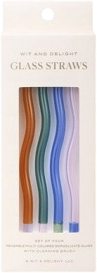 Wit & Delight 4ct Reusable Glass Straws