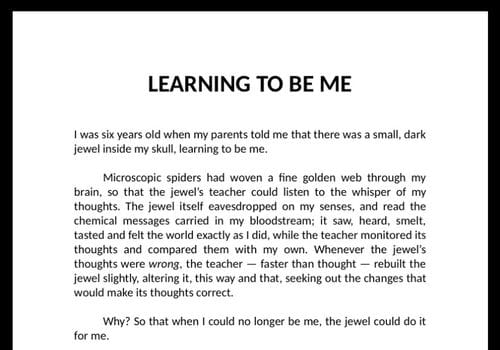 Learning To Be Me by Greg Egan (short story)