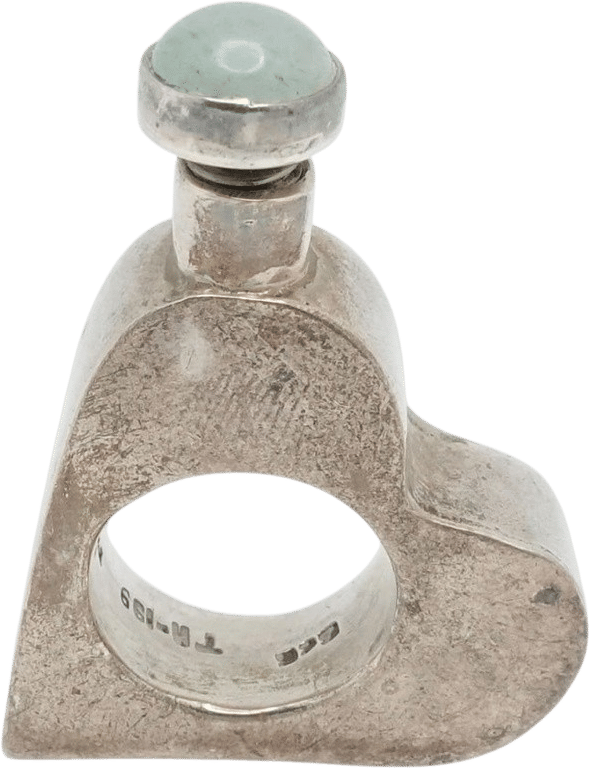 TAXCO STERLING SILVER AVENTURINE TOP PERFUME BOTTLE