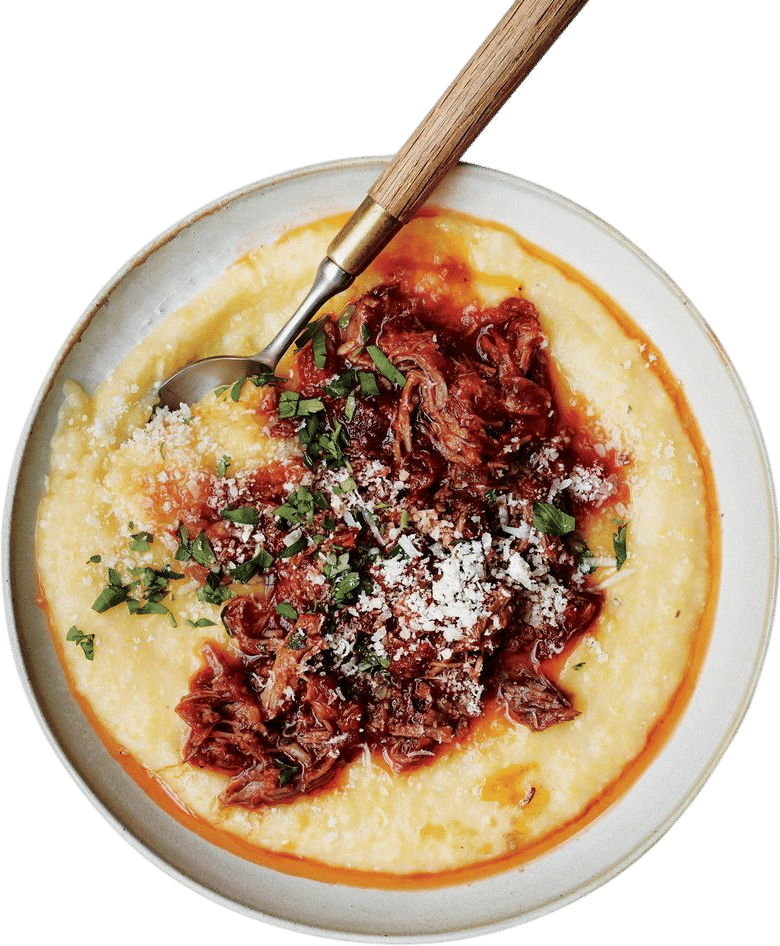 Pork Ragù Over Creamy Polenta