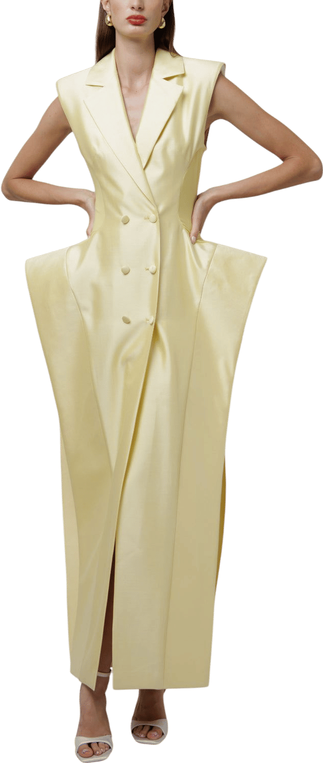 Viceta Wang Structured Sleeveless Blazer Maxi Dress