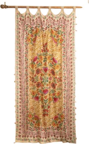 Printed Curtain Panel - Coral Jade Motif