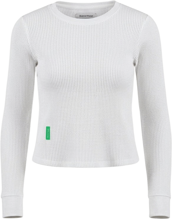 Fitted Long Sleeve Waffle T-Shirt, White