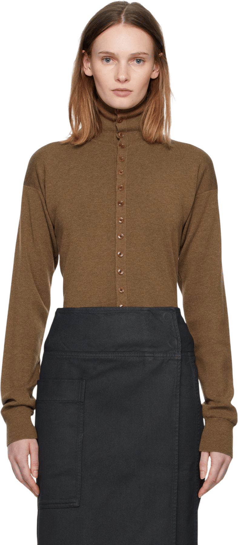 Lemaire Brown Buttoned Fitted Cardigan