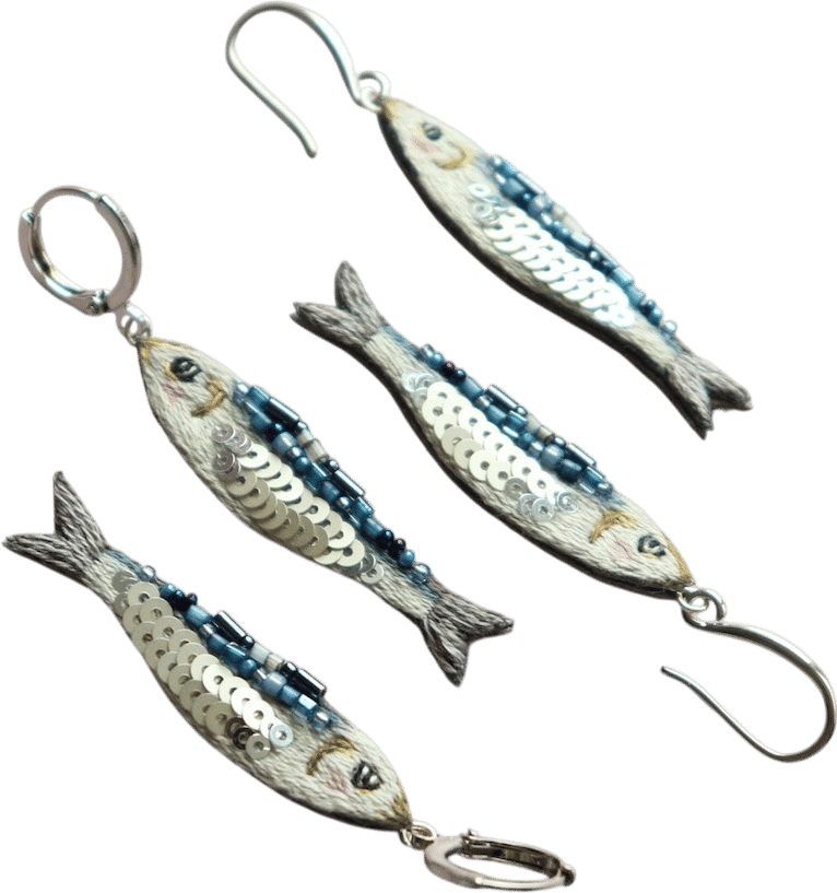 Handmade Sardine Fish Earrings
