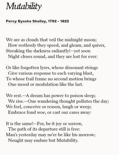 Mutability - Percy Shelley