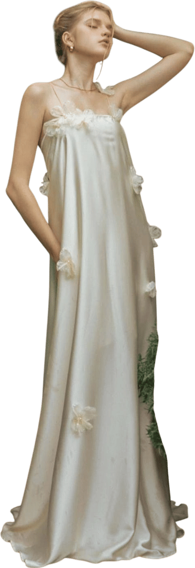 Silk and Floral Styled Bridal Dress