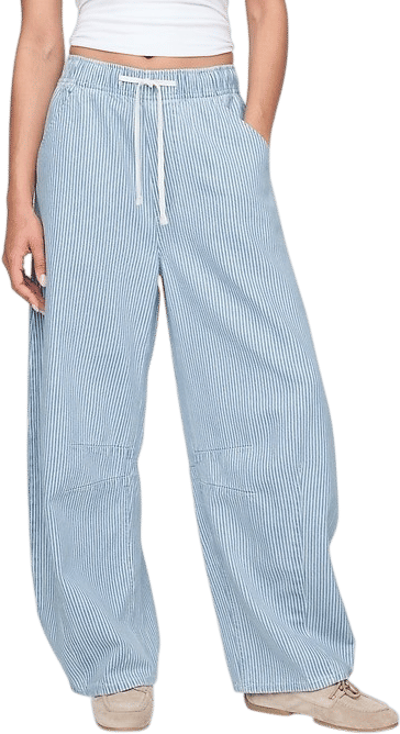 Mid Rise UltraSoft Denim Stripe Easy Horseshoe Jeans