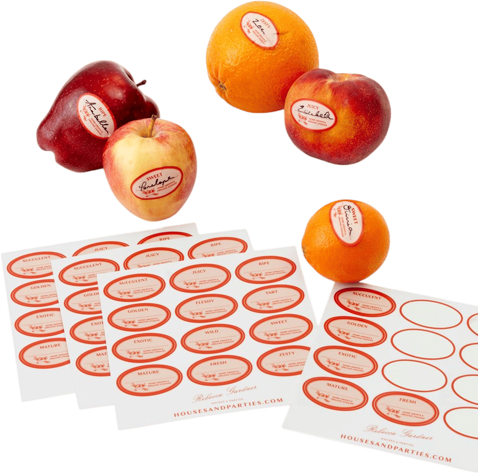 SET OF 48 PRODUCE LABEL PLACE CARDS