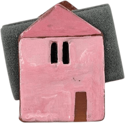 Pink Ceramic House Sponge and Napkin Holder