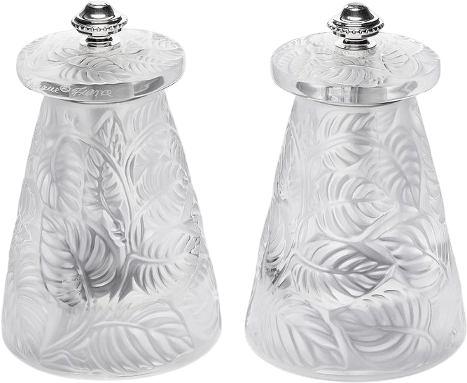 Hand-Engraved Crystal Salt and Pepper Mill Set