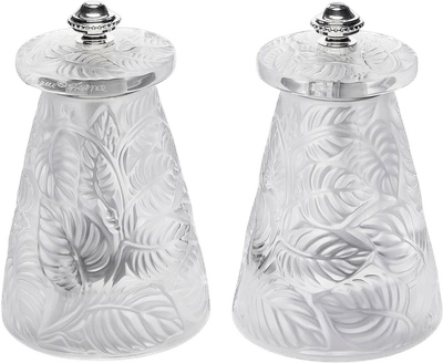 Hand-Engraved Crystal Salt and Pepper Mill Set