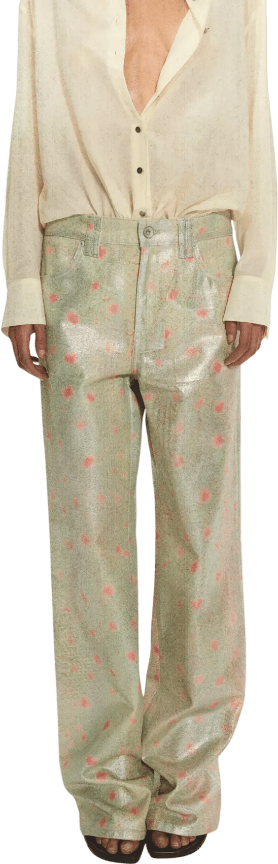MANGO Foil Straight Printed Jeans