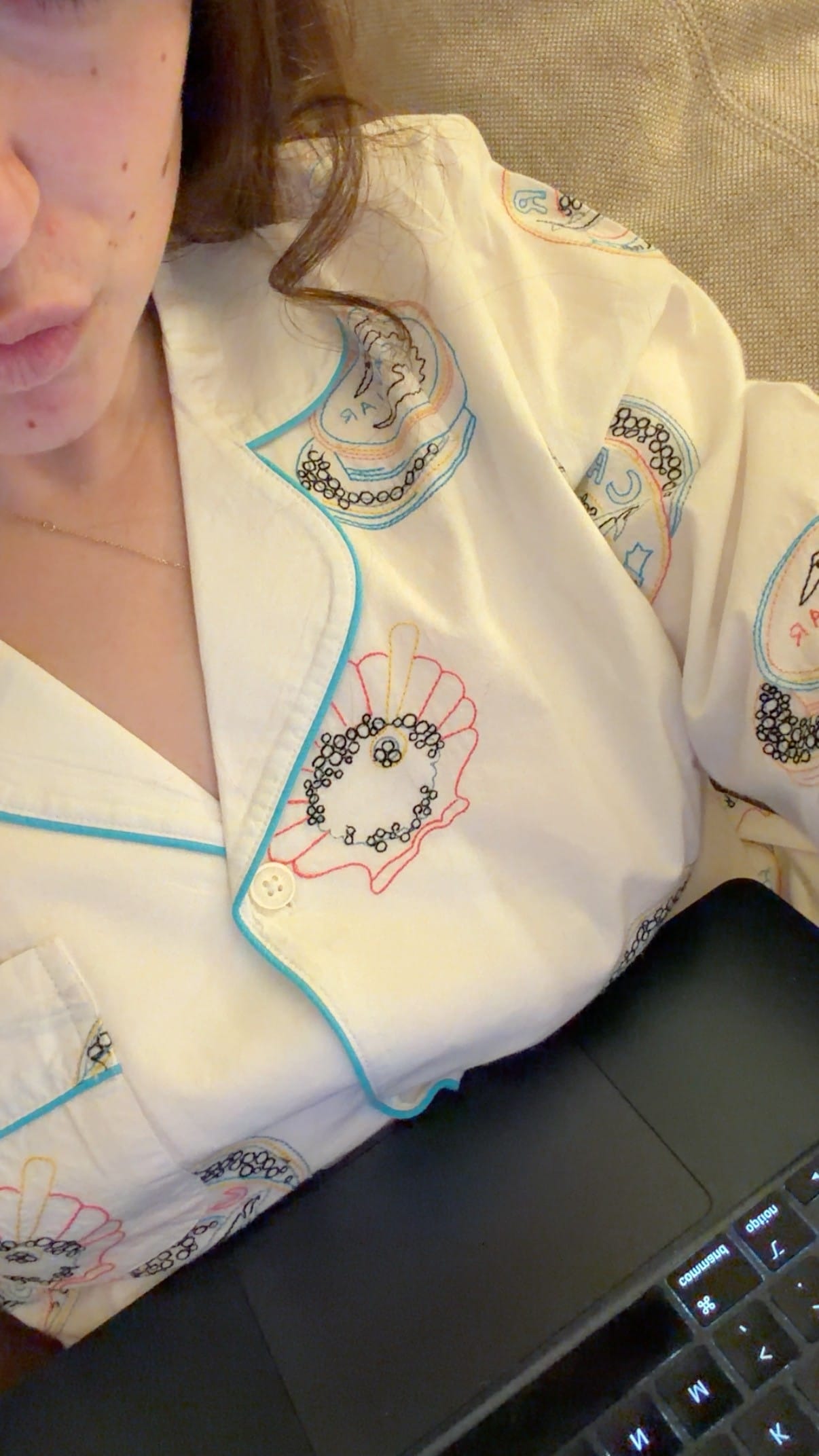 Embroidered Caviar Pajamas