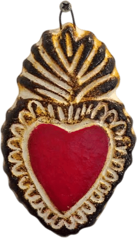 Handmade Mexican Sacred Heart Ceramic Wall Hanging