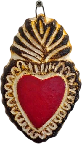 Handmade Mexican Sacred Heart Ceramic Wall Hanging