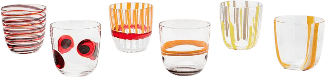 I Diversi Hand-Blown Murano Glass Tumblers – 11oz/325ml (Set of 6)