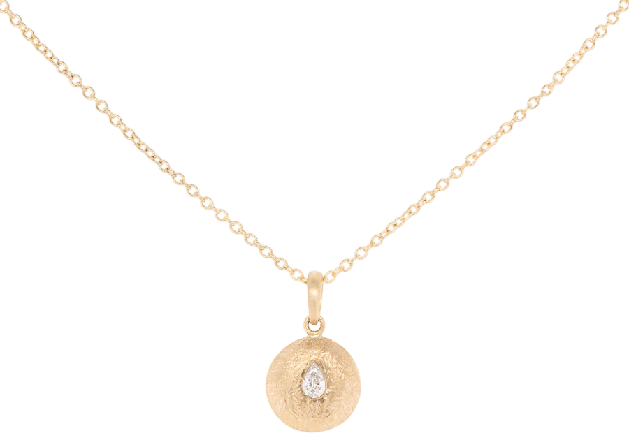 Medium Boulder Pear Diamond Disc Necklace